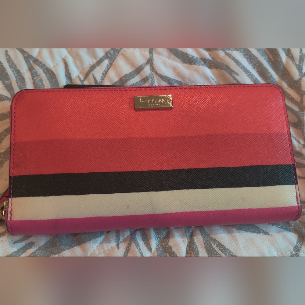 Kate Spade Wallet Bonita Stripe Red Black Pink White